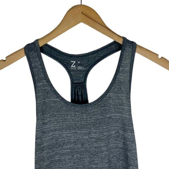 Z BY Zella Women's Grey Heather Racerback Round Hem Yoga Athletic Tank Top US M - Picture 3 of 9